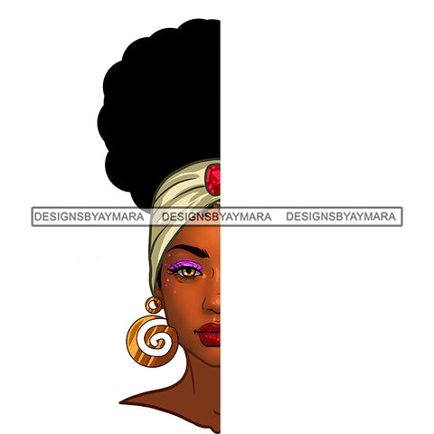 Power Black Woman Half Face Headwrap JPG PNG  Clipart Cricut Silhouette Cut Cutting