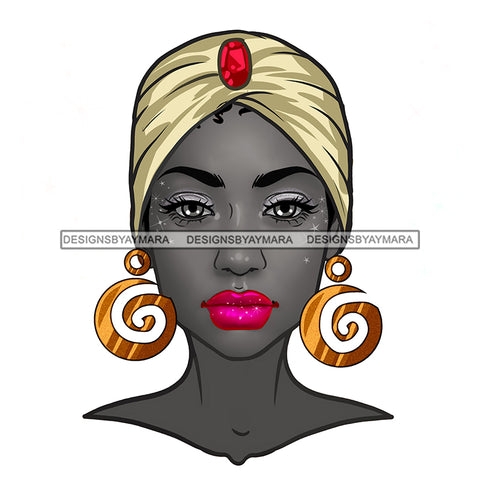 Black Woman Full Gray Face Full  Turban Headwrap JPG PNG  Clipart Cricut Silhouette Cut Cutting
