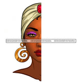 Black Woman Half Face Full Turban Headwrap JPG PNG  Clipart Cricut Silhouette Cut Cutting