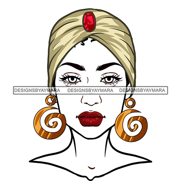 Black Woman Full White Face Full Turban Headwrap JPG PNG  Clipart Cricut Silhouette Cut Cutting