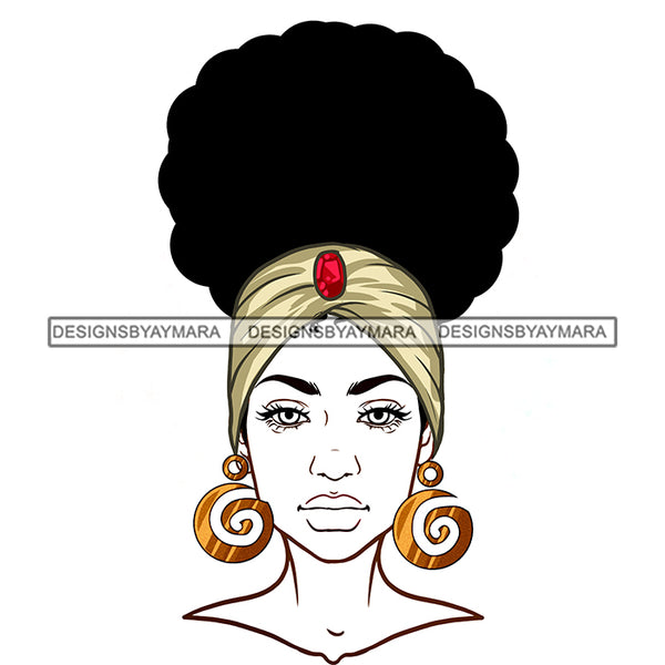 Black Woman Full White Face  Headwrap JPG PNG  Clipart Cricut Silhouette Cut Cutting