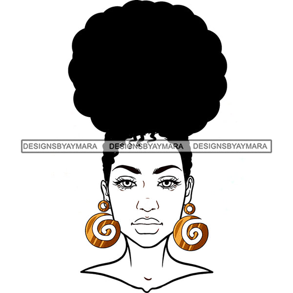 Black Woman Full White Face  JPG PNG  Clipart Cricut Silhouette Cut Cutting