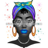 Black Woman Full Gray Face Blue Lips Full Headwrap JPG PNG  Clipart Cricut Silhouette Cut Cutting
