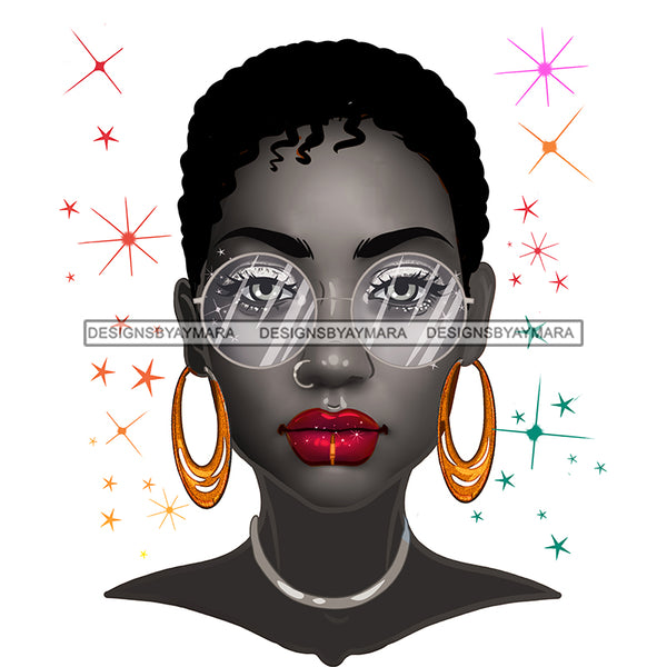 Black Woman Full Gray Face Red Lips Short Afro JPG PNG  Clipart Cricut Silhouette Cut Cutting