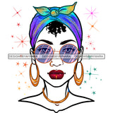 Black Woman White Face  Headwrap Turban Glasses JPG PNG  Clipart Cricut Silhouette Cut Cutting