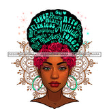 Flawless Black Woman Full Face With Words In Hair And Roses JPG PNG  Clipart Cricut Silhouette Cut Cutting
