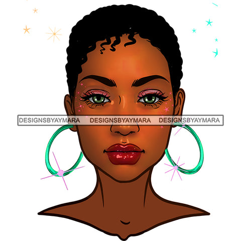 Black Woman Brown Face Short Afro Red Lips JPG PNG  Clipart Cricut Silhouette Cut Cutting