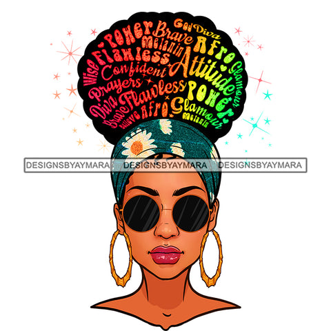 Black Woman Words In Hair Sunglasses Headwrap JPG PNG  Clipart Cricut Silhouette Cut Cutting