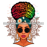 Black Woman Words In Hair Sunglasses Flowered Headwrap JPG PNG  Clipart Cricut Silhouette Cut Cutting