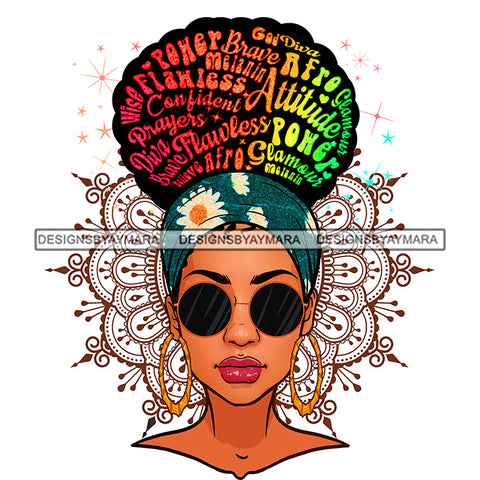 Black Woman Words In Hair Sunglasses Flowered Headwrap JPG PNG  Clipart Cricut Silhouette Cut Cutting