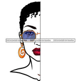 Black Woman Half Face Short Afro Sunglasses JPG PNG  Clipart Cricut Silhouette Cut Cutting