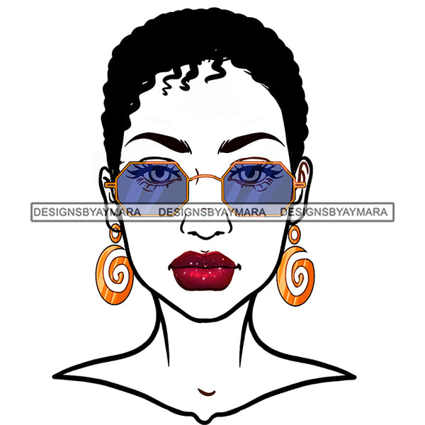 Black Woman Half Full Face  Short Afro Sunglasses JPG PNG  Clipart Cricut Silhouette Cut Cutting