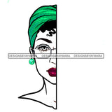 Black Woman Green Headwrap Glasses JPG PNG  Clipart Cricut Silhouette Cut Cutting