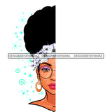 Black Woman Flawless Half Face White Roses JPG PNG  Clipart Cricut Silhouette Cut Cutting