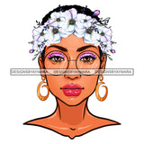 Black Woman Flawless White Roses Glasses JPG PNG  Clipart Cricut Silhouette Cut Cutting