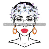 Black Woman  Flawless White Roses Glasses JPG PNG  Clipart Cricut Silhouette Cut Cutting