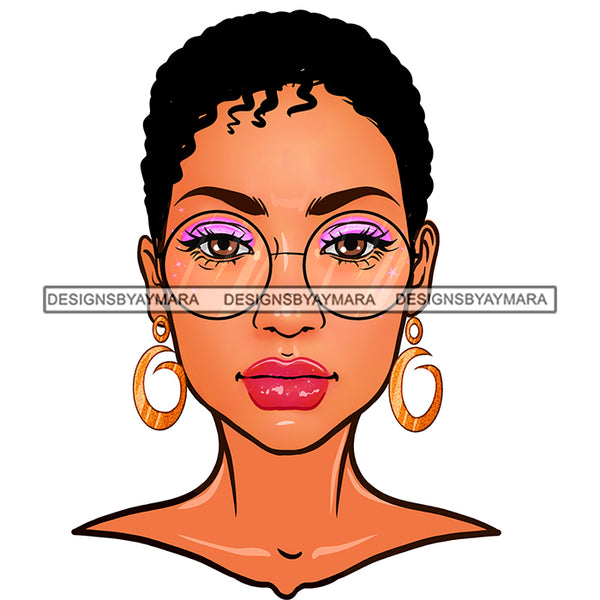 Black Woman Short Hairdo Glasses JPG PNG  Clipart Cricut Silhouette Cut Cutting