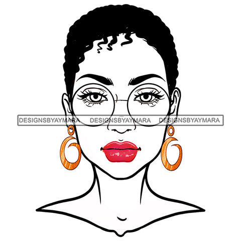 Black Woman Short Hairdo Glasses JPG PNG  Clipart Cricut Silhouette Cut Cutting
