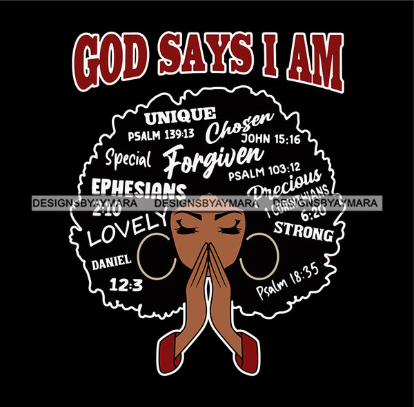 Bundle 4 Afro Woman Praying God Says I'm Phenomenally Black Breast Cancer Warrior  Melanin Queen SVG Files For Cutting and More!