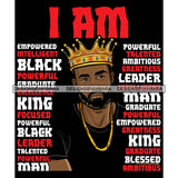 Afro Sexy Man King I Am Intelligent Life Quotes Beard Crown Dark Background SVG JPG PNG Vector Clipart Cricut Silhouette Cut Cutting
