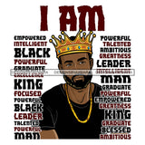 Afro Sexy Man King I Am Intelligent Life Quotes Beard Crown White Background SVG JPG PNG Vector Clipart Cricut Silhouette Cut Cutting