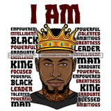 Afro Sexy Man King I Am Talented Life Quotes Beard Crown White Background SVG JPG PNG Vector Clipart Cricut Silhouette Cut Cutting