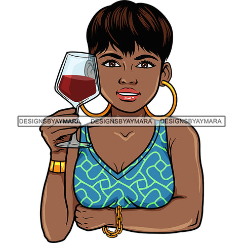 Afro Lola Drinking Wine Life Relax Chilling.SVG Cutting Files For Silhouette and Cricut and More! Unique Graphics!