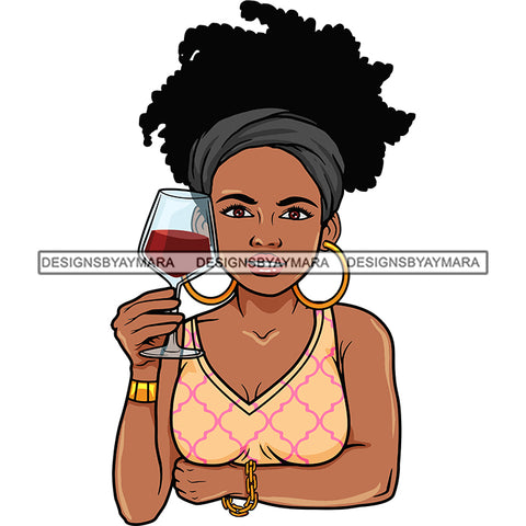 Afro Lola Drinking Wine Life Relax Chilling.SVG Cutting Files For Silhouette and Cricut and More! Unique Graphics!