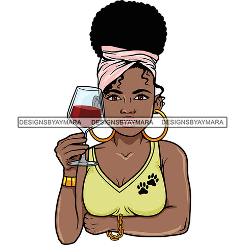 Afro Lola Drinking Wine Life Relax Chilling.SVG Cutting Files For Silhouette and Cricut and More! Unique Graphics!