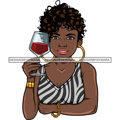 Afro Lola Drinking Wine Life Relax Chilling.SVG Cutting Files For Silhouette and Cricut and More! Unique Graphics!
