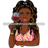 Afro Lola Drinking Wine Life Relax Chilling.SVG Cutting Files For Silhouette and Cricut and More! Unique Graphics!