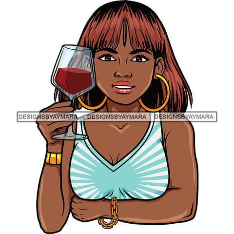 Afro Lola Drinking Wine Life Relax Chilling.SVG Cutting Files For Silhouette and Cricut and More! Unique Graphics!
