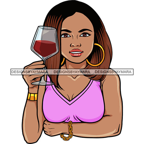 Afro Lola Drinking Wine Life Relax Chilling.SVG Cutting Files For Silhouette and Cricut and More! Unique Graphics!