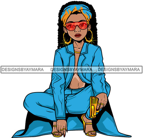 Afro Lola Gangster Goddess Hustle Woman Caring Gun .SVG Cutting Files For Silhouette and Cricut and More!