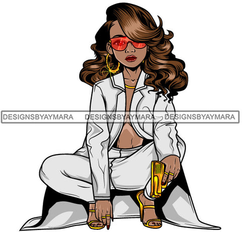 Afro Lola Gangster Goddess Hustle Woman Caring Gun .SVG Cutting Files For Silhouette and Cricut and More!