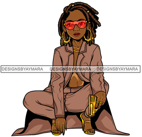 Afro Lola Gangster Goddess Hustle Woman Caring Gun .SVG Cutting Files For Silhouette and Cricut and More!