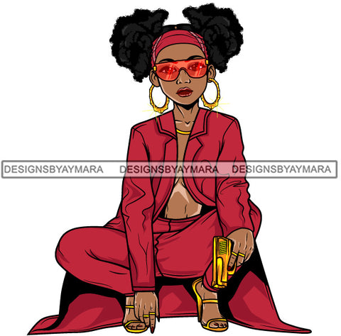 Afro Lola Gangster Goddess Hustle Woman Caring Gun .SVG Cutting Files For Silhouette and Cricut and More!