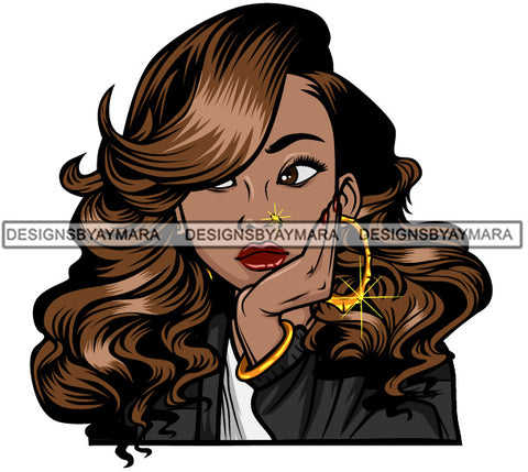 Afro Lola Thinking Looking Worried Beautiful Black Woman Face SVG Cutting Files For Silhouette Cricut and More