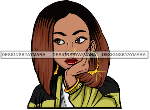 Afro Lola Thinking Looking Worried Beautiful Black Woman Face SVG Cutting Files For Silhouette Cricut and More