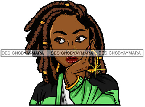 Afro Lola Thinking Looking Worried Beautiful Black Woman Face SVG Cutting Files For Silhouette Cricut and More