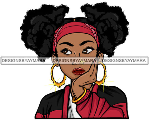 Afro Lola Thinking Looking Worried Beautiful Black Woman Face SVG Cutting Files For Silhouette Cricut and More