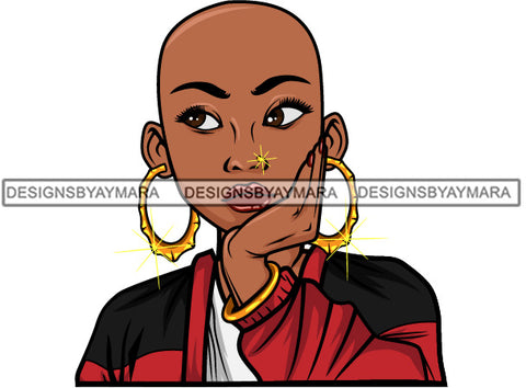 Afro Lola Thinking Looking Worried Beautiful Black Woman Face SVG Cutting Files For Silhouette Cricut and More