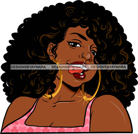 Afro Urban Street Ghetto Girls Babe Hoop Earrings Long Curly Hair Style  SVG Cutting Files For Silhouette Cricut