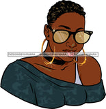 Afro Urban Street Ghetto Girls Babe Sexy Shoulders Hoop Earrings Short Hair Style Sunglasses SVG Cutting Files For Silhouette Cricut