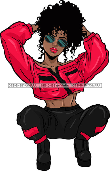 Afro Goddess Squatting Position Black Woman Nubian Queen SVG Cutting Files For Silhouette Cricut and More