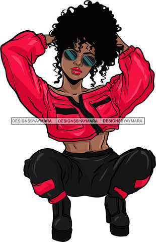 Afro Goddess Squatting Position Black Woman Nubian Queen SVG Cutting Files For Silhouette Cricut and More