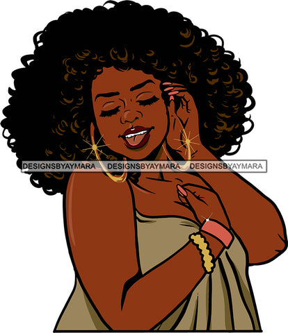 Afro Urban Street Ghetto Girls Babe Hoop Earrings Afro Hair Style Sexy Pose  SVG Cutting Files For Silhouette Cricut