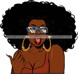 Afro Urban Street Ghetto Girls Babe Hoop Earrings Sexy Sunglasses Afro Hair Style Tank Top Tongue Piercing Nails SVG Cutting Files For Silhouette Cricut