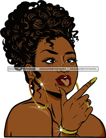 Afro Urban Street Ghetto Girls Babe Hoop Earrings Young Glamour Sexy Black Woman Up Do Hair Style Sensual Lips Nails SVG Cutting Files For Silhouette Cricut