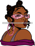 Afro Urban Street Hoop Earrings Sexy Lips Sunglasses Shoulders  Bantu Knots Hair Style Portrait SVG Cutting Files For Silhouette Cricut